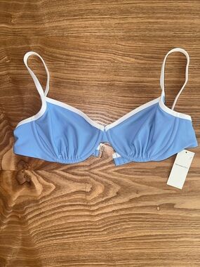 Abercrombie & Fitch Sky Blue Bikini Top w/ White Trim – Size Large – NWT